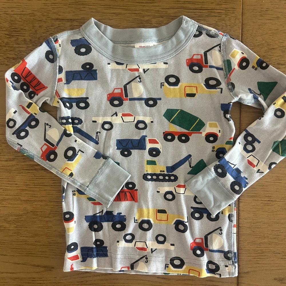 Hanna Andersson Boys Long Sleeves & Pants Pajamas Trucks & Tractor Light Blue 4T - Picture 2 of 8